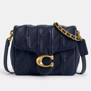 Coach Times Square Tabby Bag with Quilting Nappa Leather in Brass/Dark Navy NWT